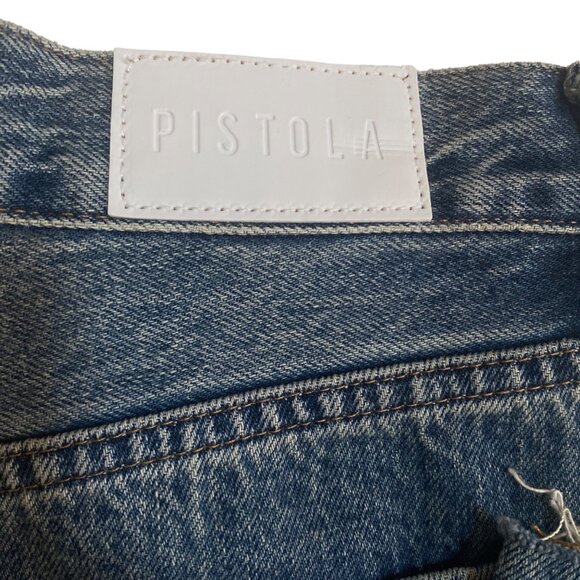 Pistola Revolve High-Waisted Straight-Leg Distressed Jeans, Size 25 - Picture 3 of 10
